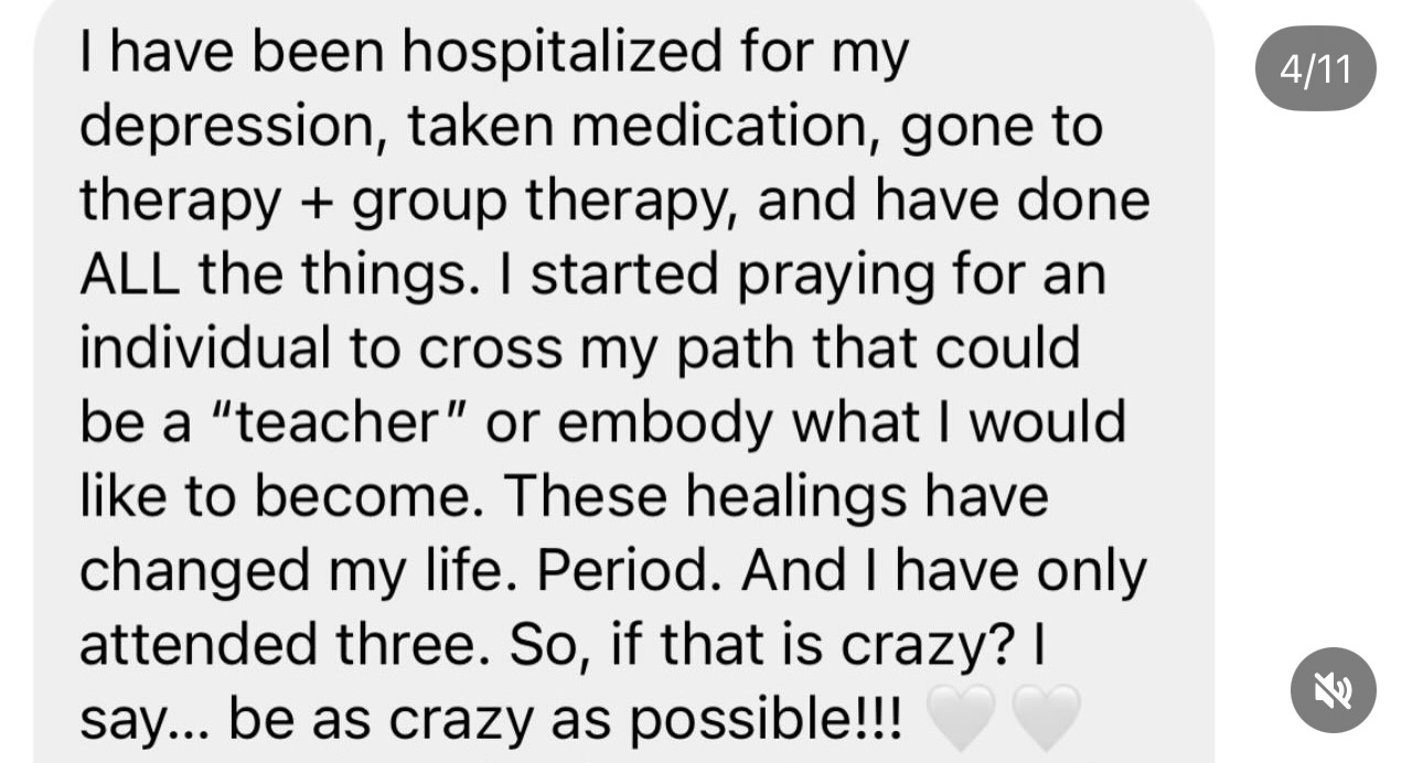 Text message testimonial from a past attendee