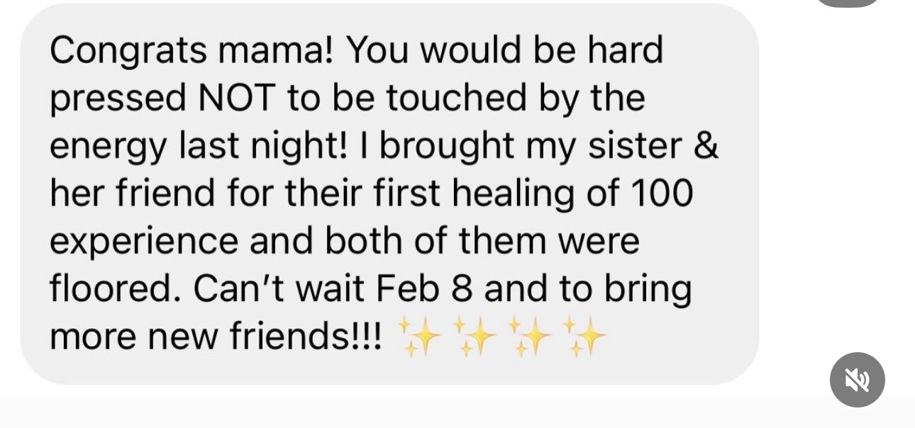 Text message testimonial from a past attendee