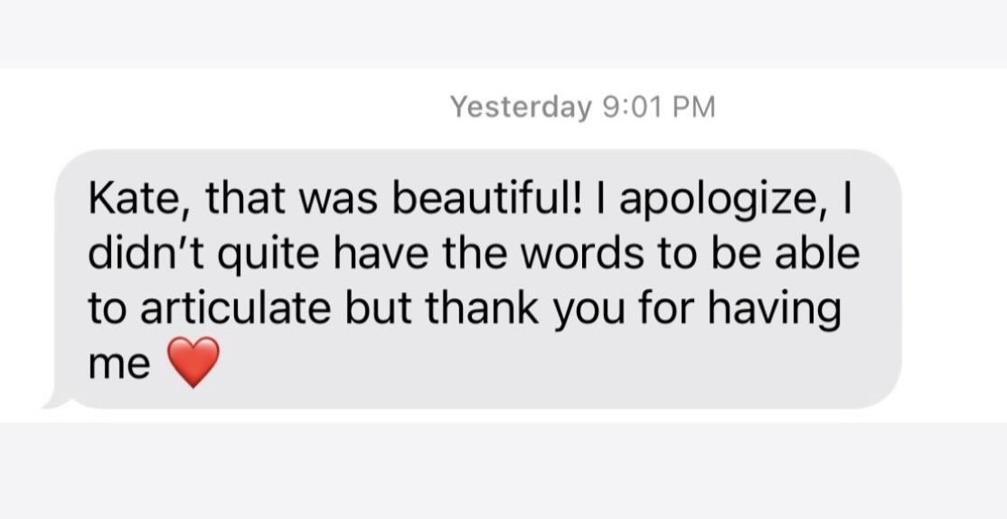 Text message testimonial from a past attendee